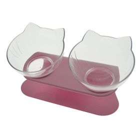 Cat Double Bowl Cat Food Bowl Protects Cervical Vertebra (Option: Two clear pink)