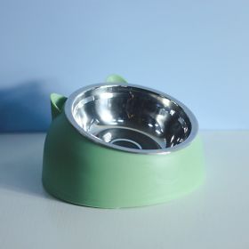 Stainless Steel Dog Bowl Double Bowl Cervical Protection Oblique Mouth Hot Pet Food Basin Supplies (Option: Nordic Green-200ml)